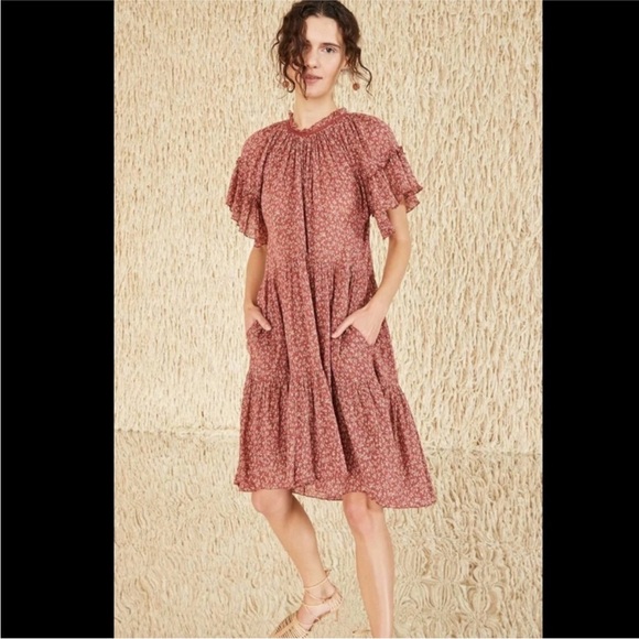 Ulla Johnson Clay Doris Dress Tiered Ruffle Vine Floral Print Size 2 - Picture 16 of 16